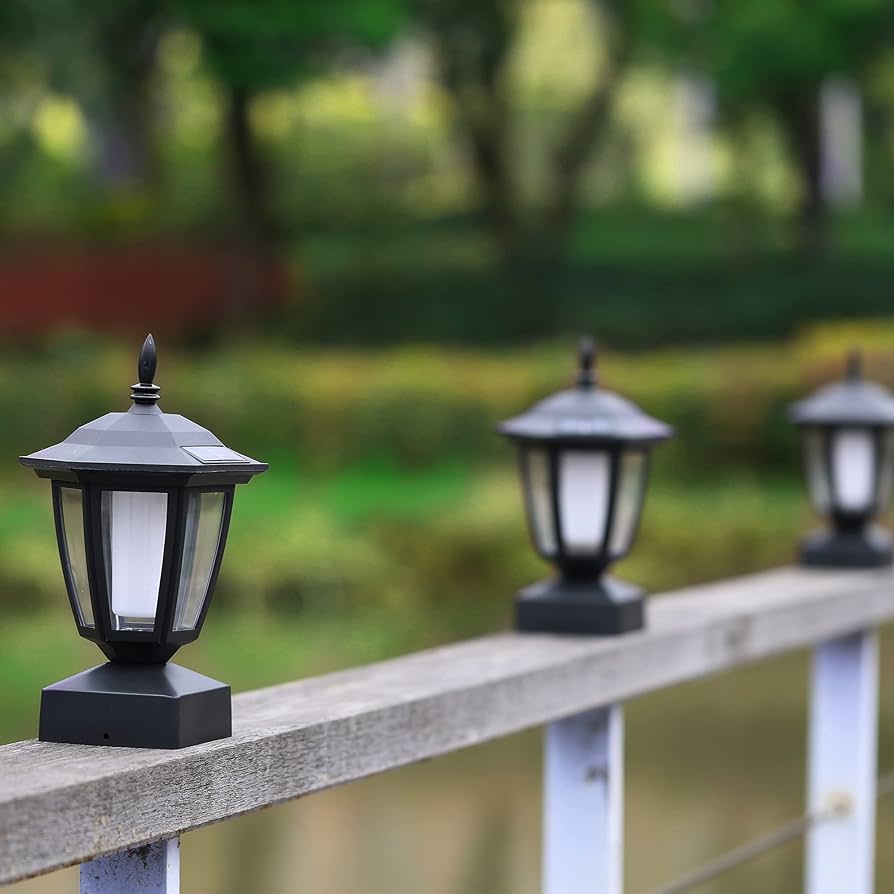Dynaming Solar Flame Post Lights Outdoor, Solar Powered